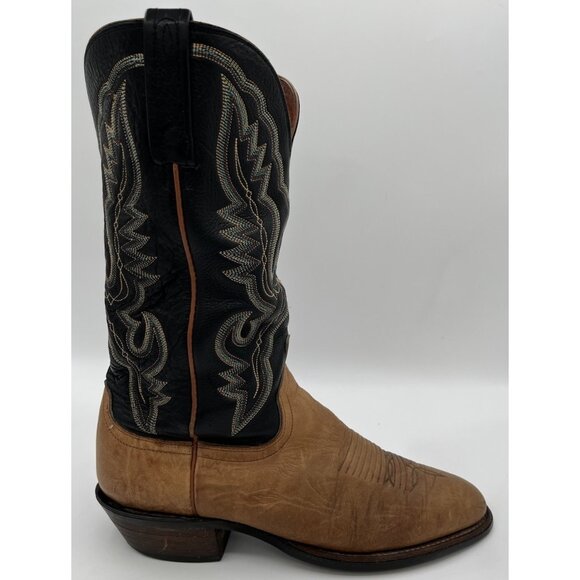 Lucchese 2000 Men’s Size 8D Black Tan Ostrich Leather Western Cowboy Boots - Picture 10 of 14